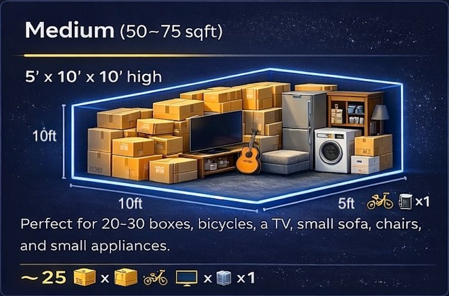 What fits in the Studio storage category &mdash; a full studio apartment